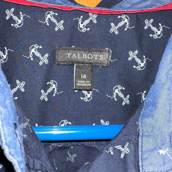 TALBOTS long sleeve shirt, navy anchor print, women's size 14 - Picture 5 of 10